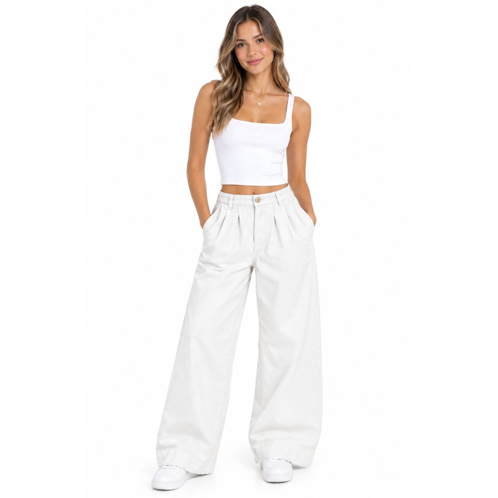 Wit & Wisdom Women's White Cargo Wide Leg Cotton Pants Size 10